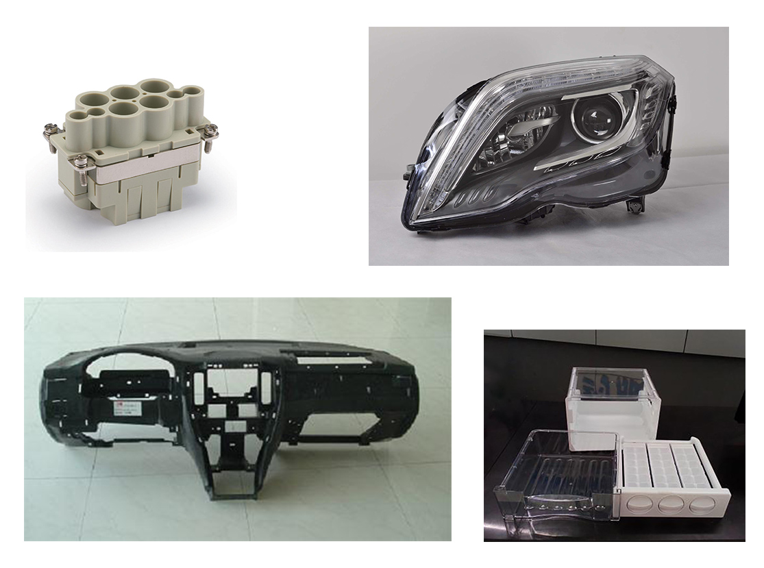 065-PC应用范围（连接器、冰箱抽屉、仪表板、车灯）